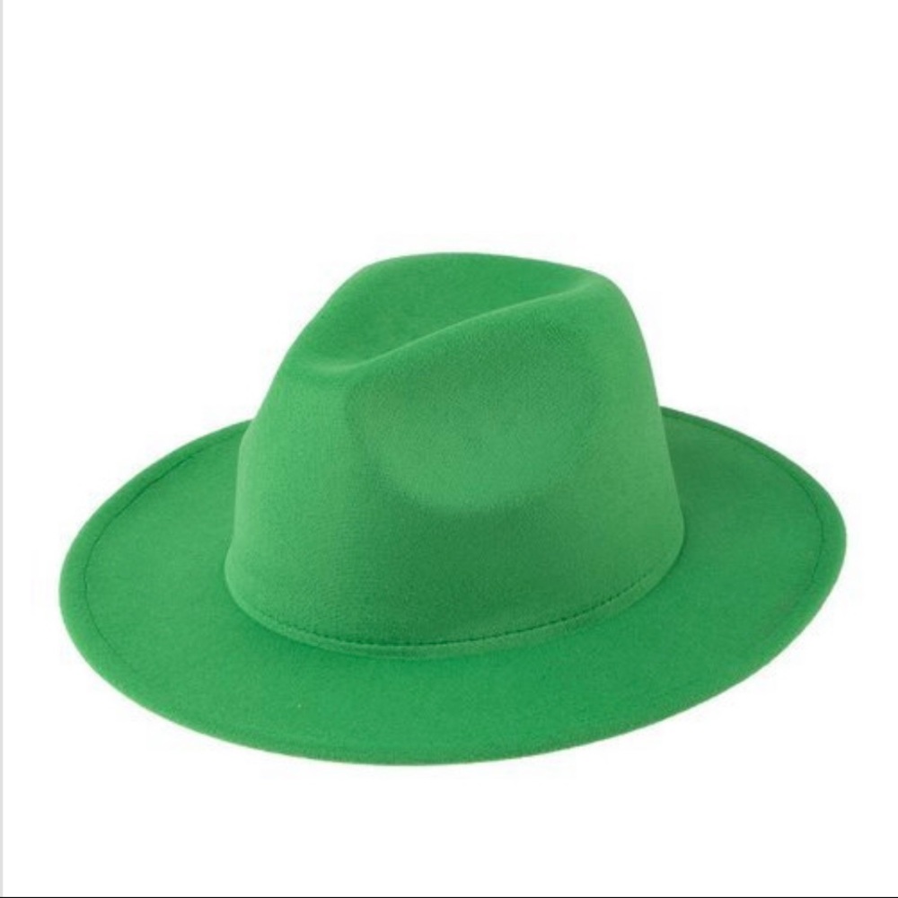 Women’s Green Bottom Accent Wide Brim Fedora Hat